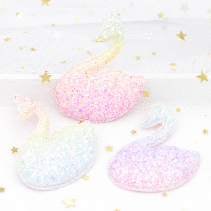 6 Pcs Glitter Haar BB Clip Decor Accessoires Paillette Zwaan Gewatteerde Geappliceerd voor DIY Ambachten Kleding Hoofddeksels Stok Patches G42