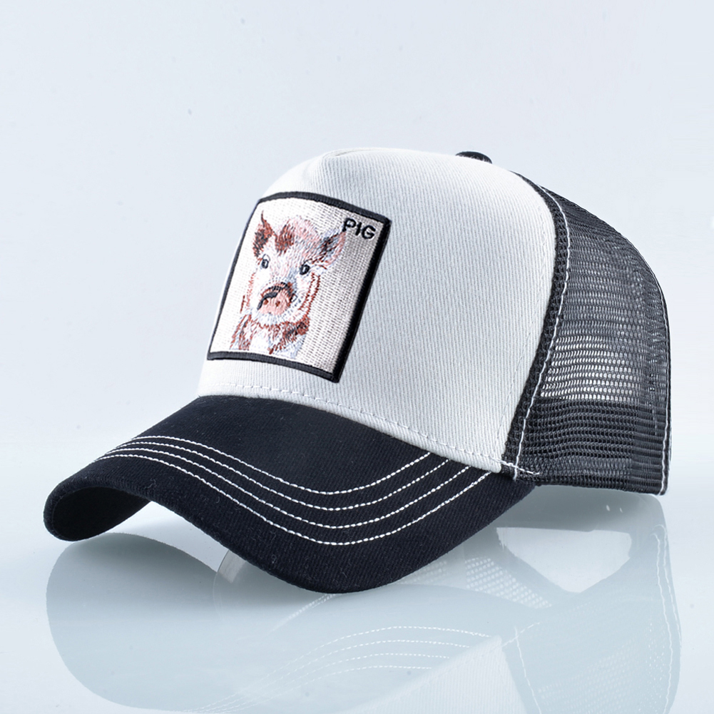 Casquette de Baseball à motif de cochon brodé pour hommes et femmes, chapeau d'été en maille, style Hip Hop, visière de camionneur: camouflage