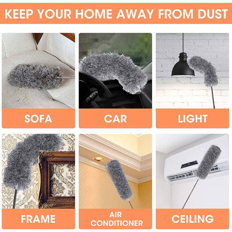 Telescopic Microfibre Duster Dusting Brush with Flexible Corner Broom Effortlessly Removes Dust and Cobwebs M56