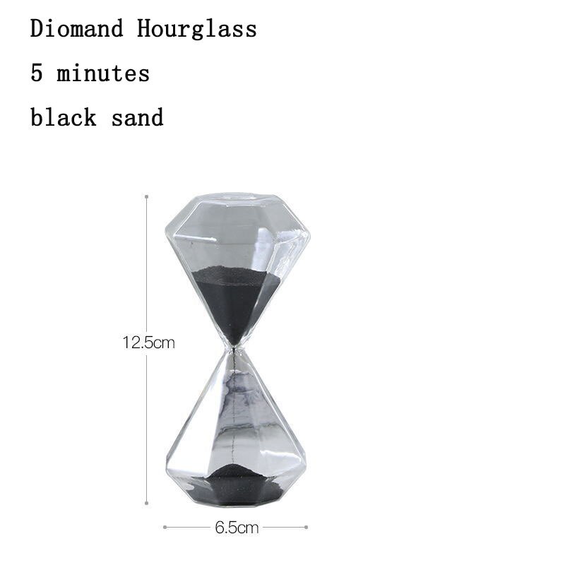 5/30/60 minuter sand klocka nordisk stil timglas guld sand timer hus dekor ornament kontor studie skrivbord hantverk: 5 min svart sand