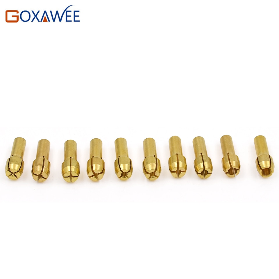 GOXAWEE 10 Pieces Mini Drill Brass Collet Chuck for Dremel Rotary Tool ...