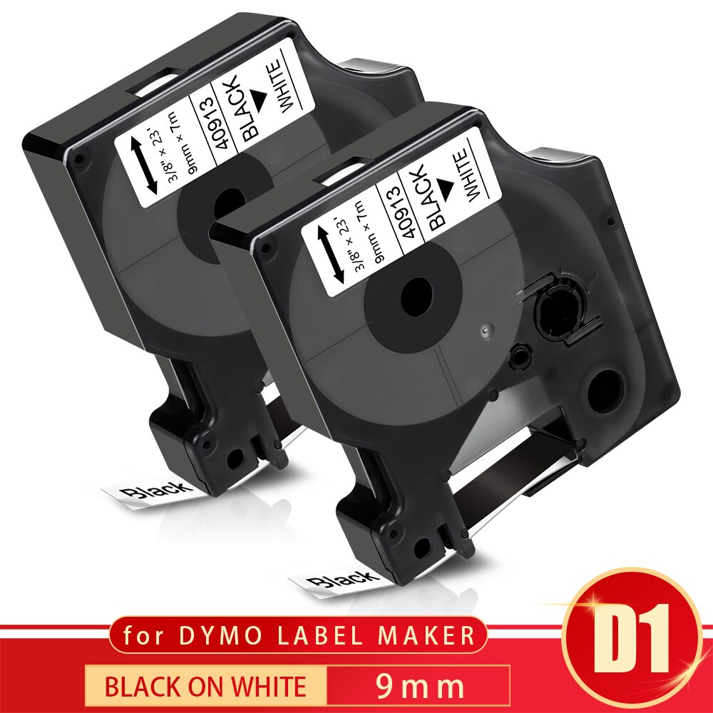 Topcolor 40913 D1 Etichettatura Nastro Compatibile Dymo Nastro 40913 Nero su Bianco 9 millimetri 7m per Dymo Label Maker etichettatrice LabelManager PnP