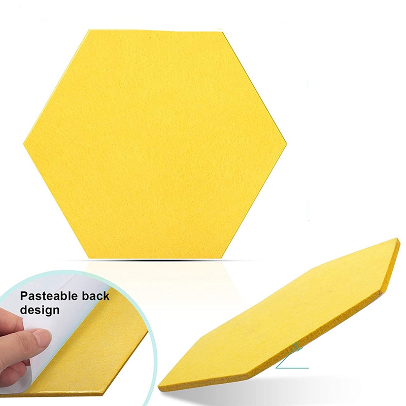 10 Packs Pin Board Hexagon Felt Board Tiles Bulletin Board Memo Board with 10 Pieces Push Pins, Decoration for Wall CNIM