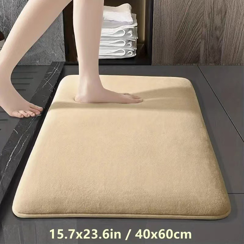 Alfombra absorbente para el suelo, alfombra de baño antideslizante, alfombra antideslizante de terciopelo Coral para el suelo del baño, alfombra para puerta, decoración del hogar: BLANCO / 400 mm x 800 mm