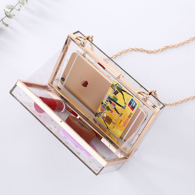 acrylique Transparent pochette femmes portefeuille sac à main paillettes étoile épaule sacs de messager de mariage fête jour pochette sac à main boîte