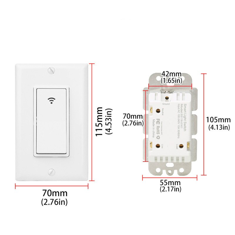 120 Type Wireless Smart Wall Switch Wifi Remote Control Smart Switch American Wall Rocker Switch