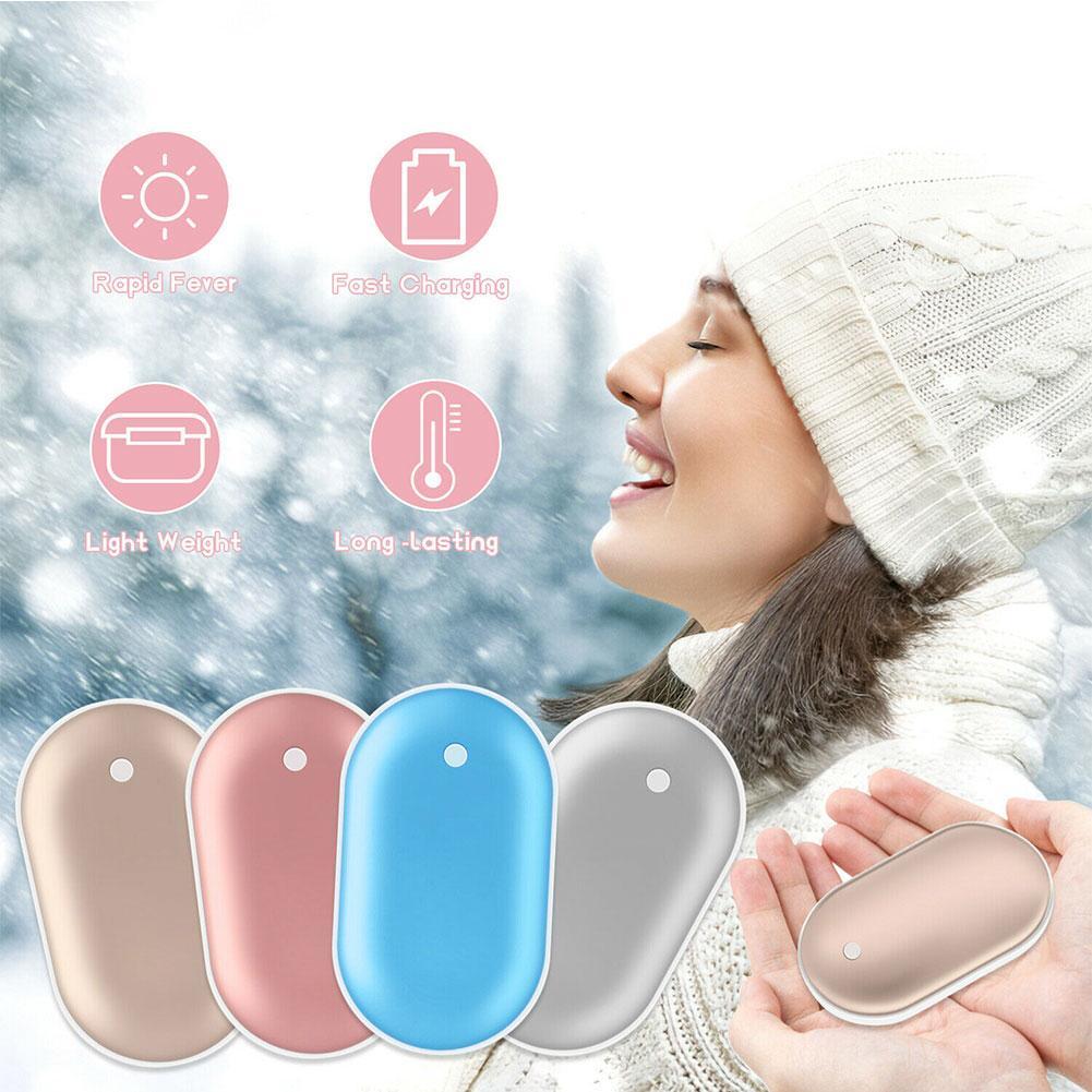 5000mAh USB Rechargeable Electric Hand Warmer Winter Double-Side Heating Mini 5V Long-Life Pocket Power Bank 2 In 1
