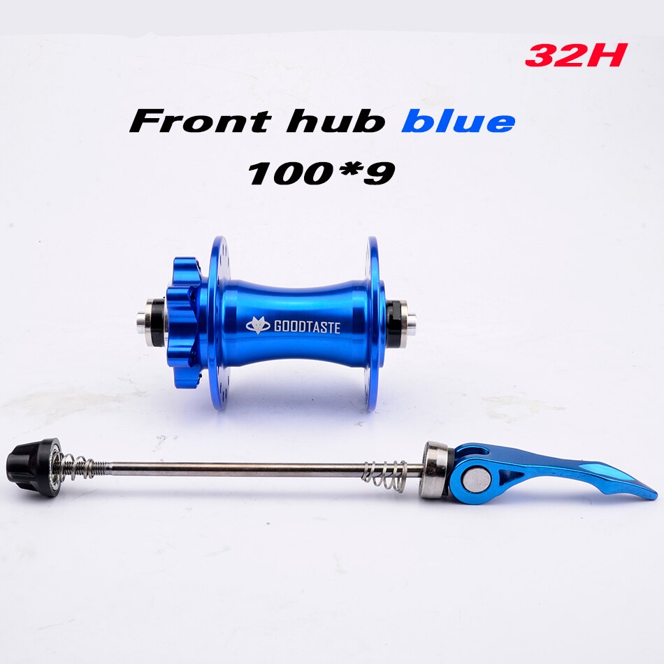 Goodtaste Mountain bike hub 4 bearing rear hub rear 10*135mm QR100*15 12*142mm through 28/32/36 hole disc brake bicycle hub MTB: front hub blue