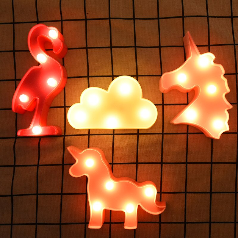 Applique murale licorne, flamand rose, Cactus, ananas, nuage, étoile, luminaire décoratif, d'anniversaire pour enfants