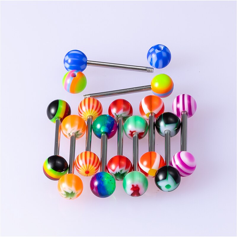 10-50 stück acryl-zungenpiercing-ringe, hantelstecker, brustwarzenpiercings, ohrknorpel-tragus-piercings, edelstahl, körperschmuck für frauen 14g