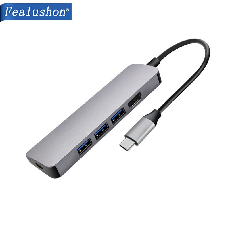 Fealushon Docking Station Type C Plug Hdmi Usb Power Levering Hub Voor Laptop Macbook Pro Hp Dell Oppervlak Lenovo Samsung dock: Default Title