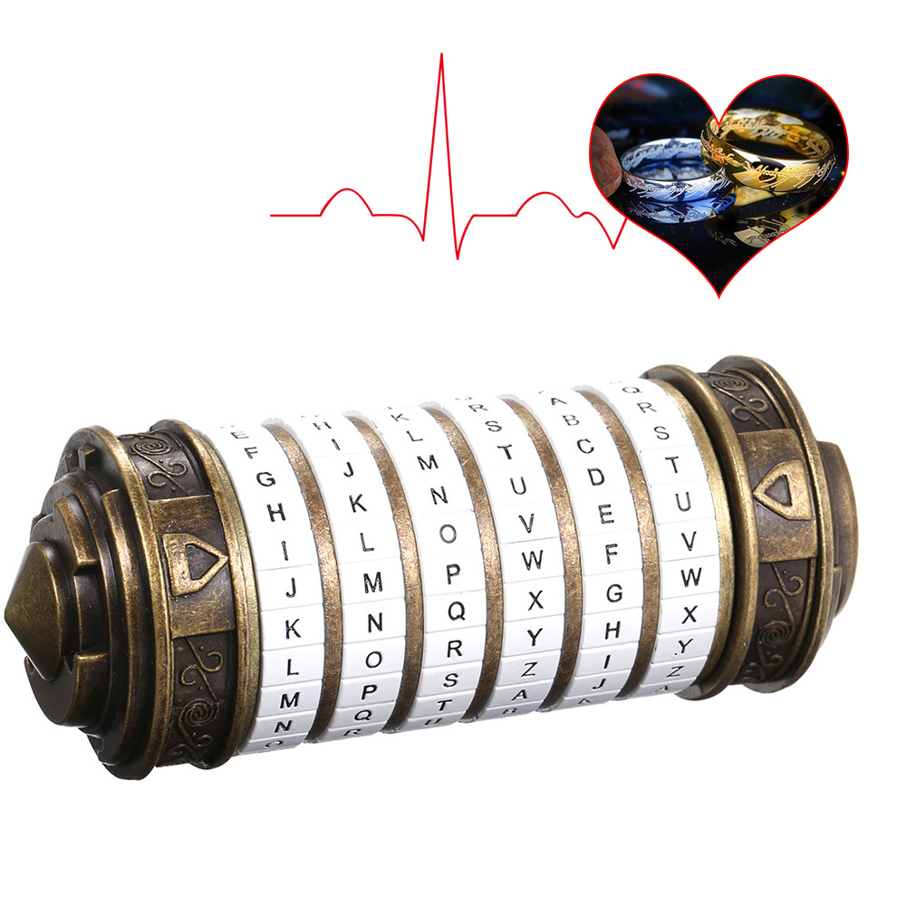 DaVinci Code Lock Toys Metal Cryptex Locks Retro Wedding Valentine's Day Letter Password Cylinder Escape Chamber Props