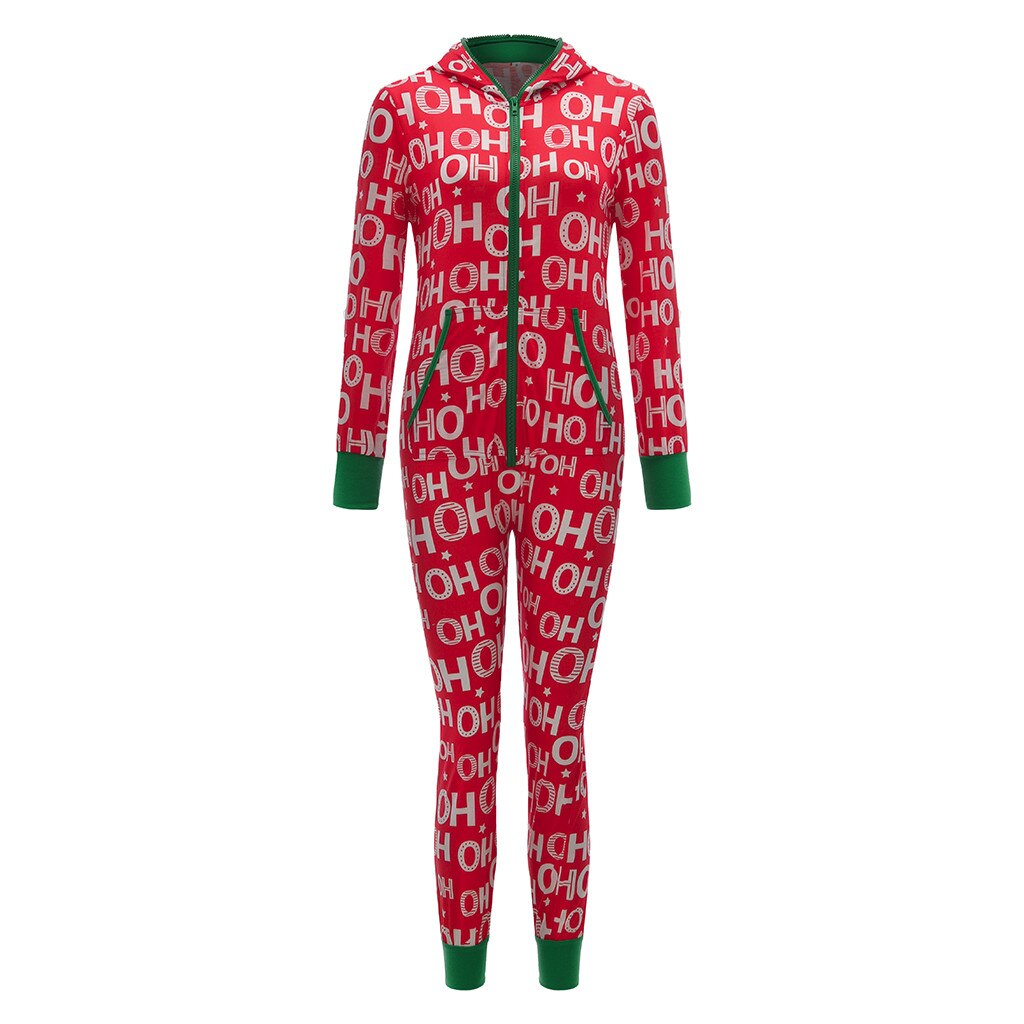 Women Christmas Jumpsuits Fall Winter Warm Romper Long Sleeve Hooded Jumpsuits Casual Lady Print Xmas Jumpsuit Homewear #L20