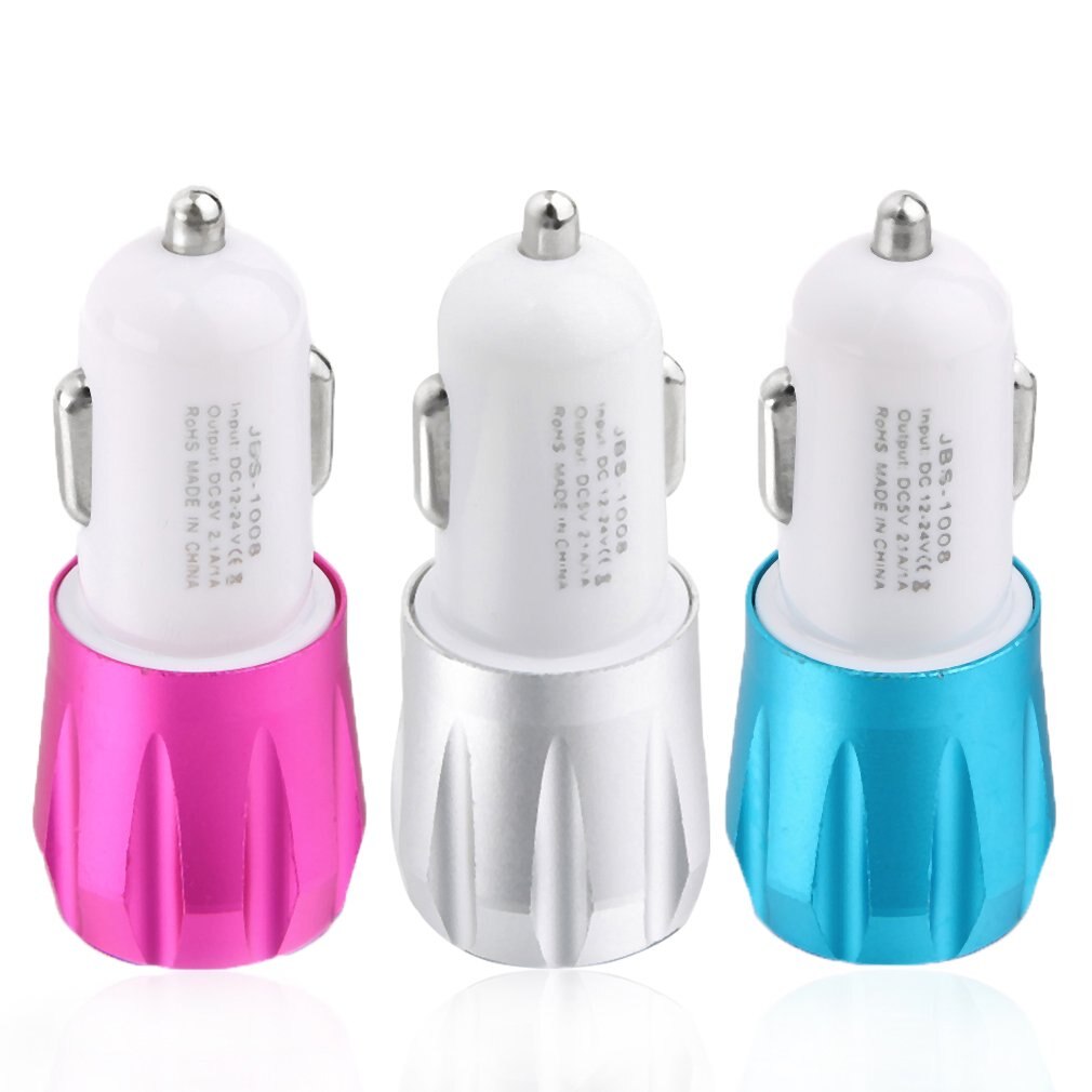 2.1A&1A Aluminum 2 USB Ports Universal Dual USB Car Charger For iPhone 5 6 6 plus For ipad 2 3 4 5 For Samsung Galaxy S4 S5