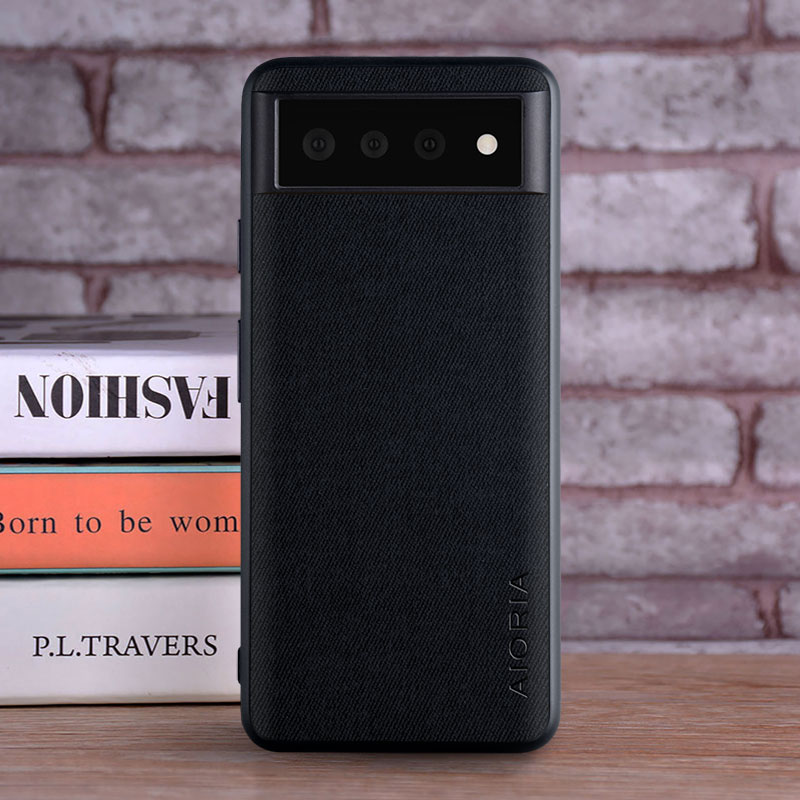 Case voor Google Pixel 6 Pro 6A coque Luxe textiel Lederen huid zachte TPU harde telefoon cover voor google pixel 6 case: Leer / zwart