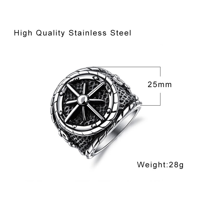 Anillo de acero inoxidable con brújula vikinga para hombre, joya con ancla, Estilo Vintage, Punk, para motorista