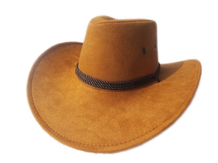 Sun Hat Faux Leather Cowboy Hat Men and Women Travel Caps Western Hats Chapeu Cowboy 9 colors: Yellow
