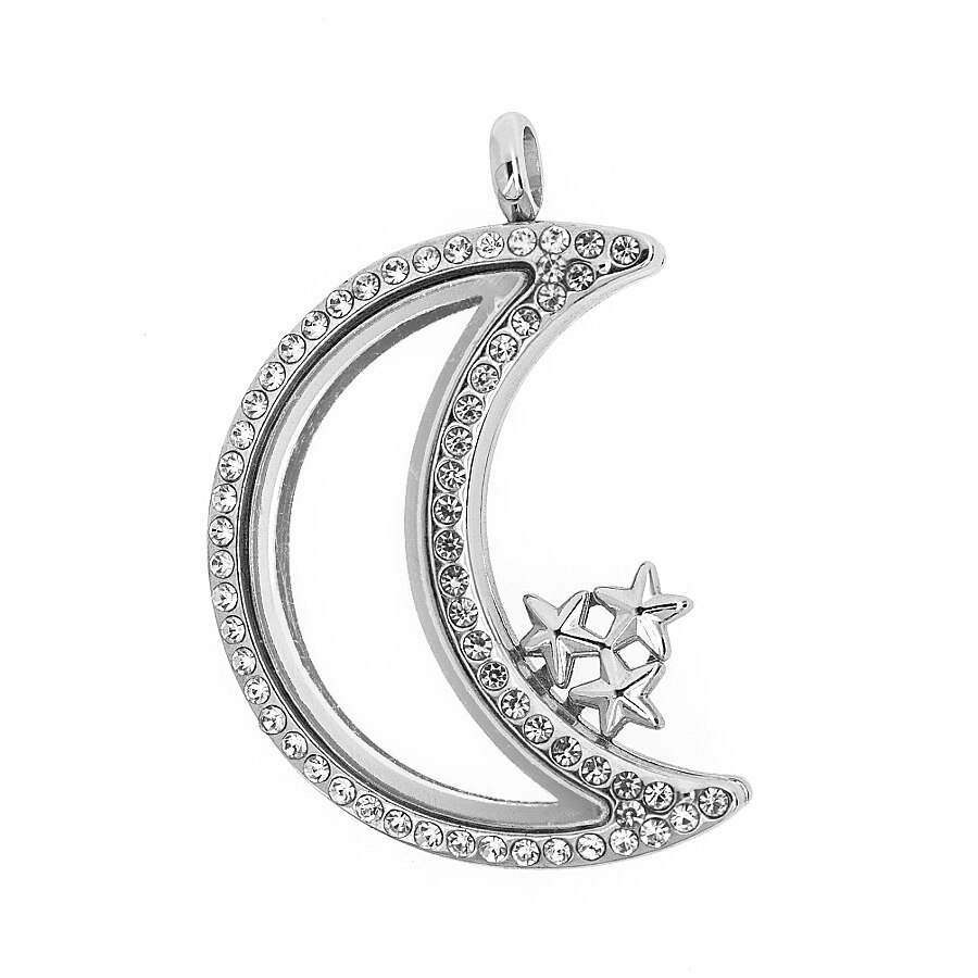 Medallón de cristal flotante para mujer, colgante de cristal con recuerdo de vida, fabricación de joyería, accesorios para , 1 unidad: moon