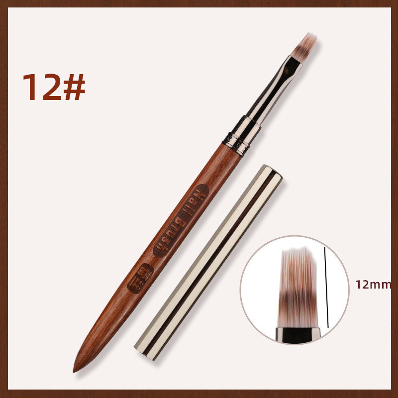 Pincel redondo con mango de madera para decoración de uñas, espátula Triangular, línea de pintura de dibujo, herramientas de manicura de Metal redondas y planas: Verde