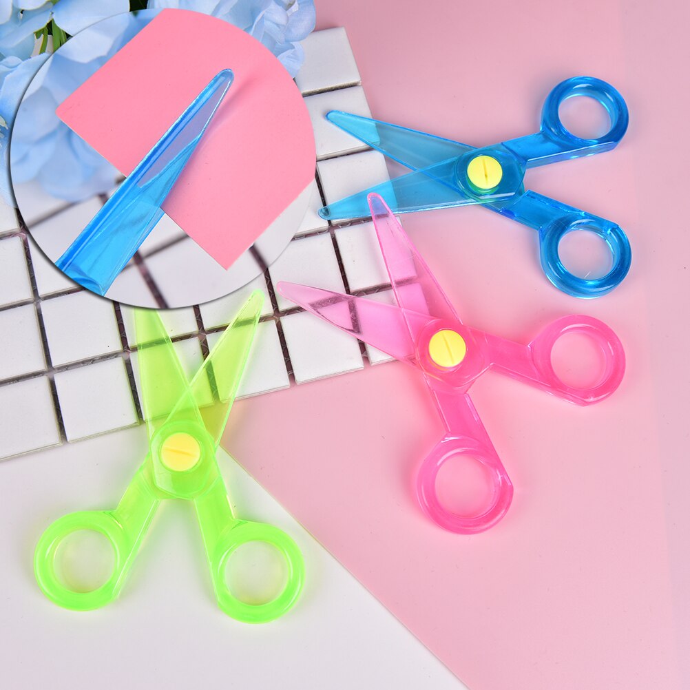 Mini sikkerhedssaks i plastik med rund hoved sikkerhedssaks brevpapir studerende børn gør-det-selv-papir skære skoleartikler