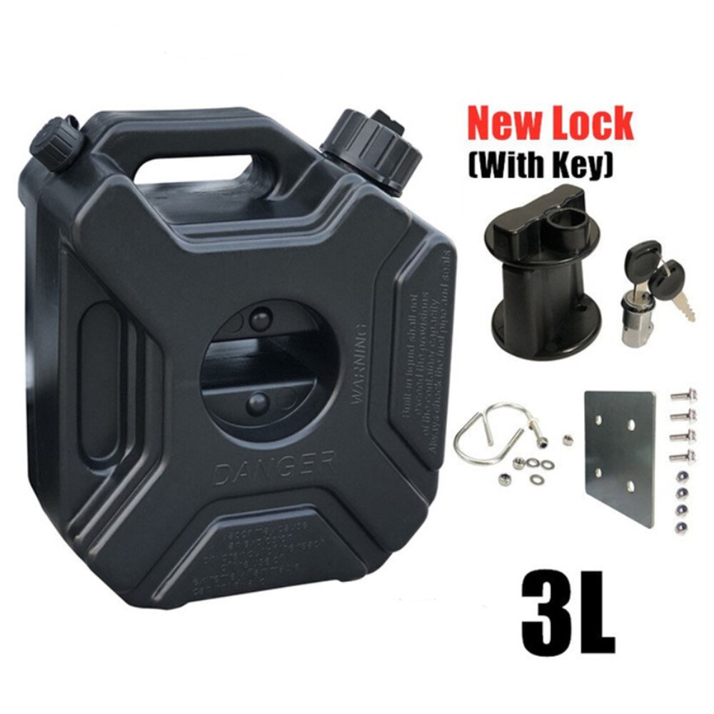 3L Portable Motorcycle Fuel Tank Spare Jerry Can Gas Plastic Car Gokart Oil Container ATV UTV Gasoline Petrol Tanks Canister: With lock and plate