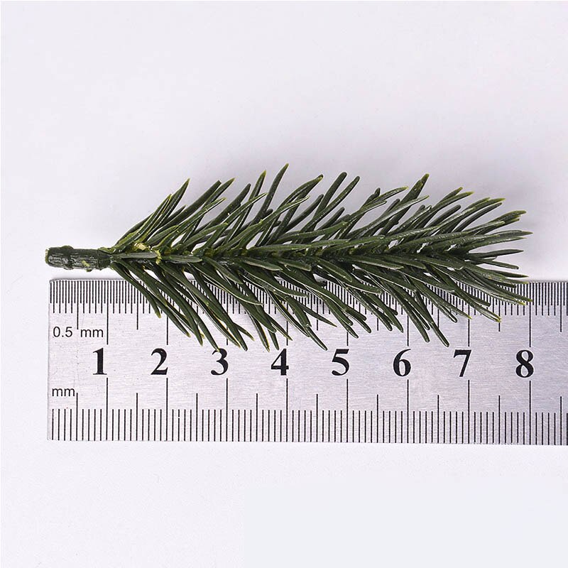 Plast 10 stk juletræ bryllupsdekorationer buket tilbehør fyrretræsgrene grønne kunstige planter: Rutine 8cm