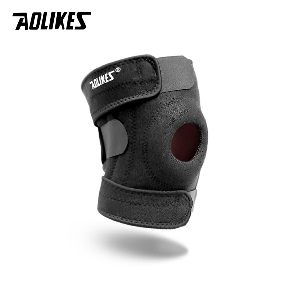 AOLIKES 1PCS Adjustable Four Spring Support Elastic Knee Protector Brace Patella Knee Pads Hole Sports