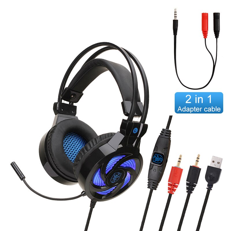 Til  ps4 pc gaming headset computer gamer kablede hovedtelefoner med mikrofon led bas hjelm musik bas børn høretelefon telefon bærbar: Sort pc led