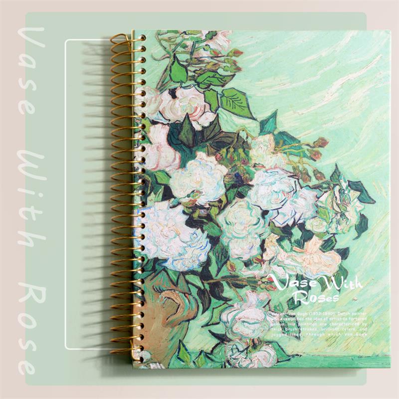 151 Pages Super Thick A4 Coil Notebook Diary Book Weekly Goals Habit Schedules Notepad Journal Simple School Supplies Stationer: Rose  Notebook