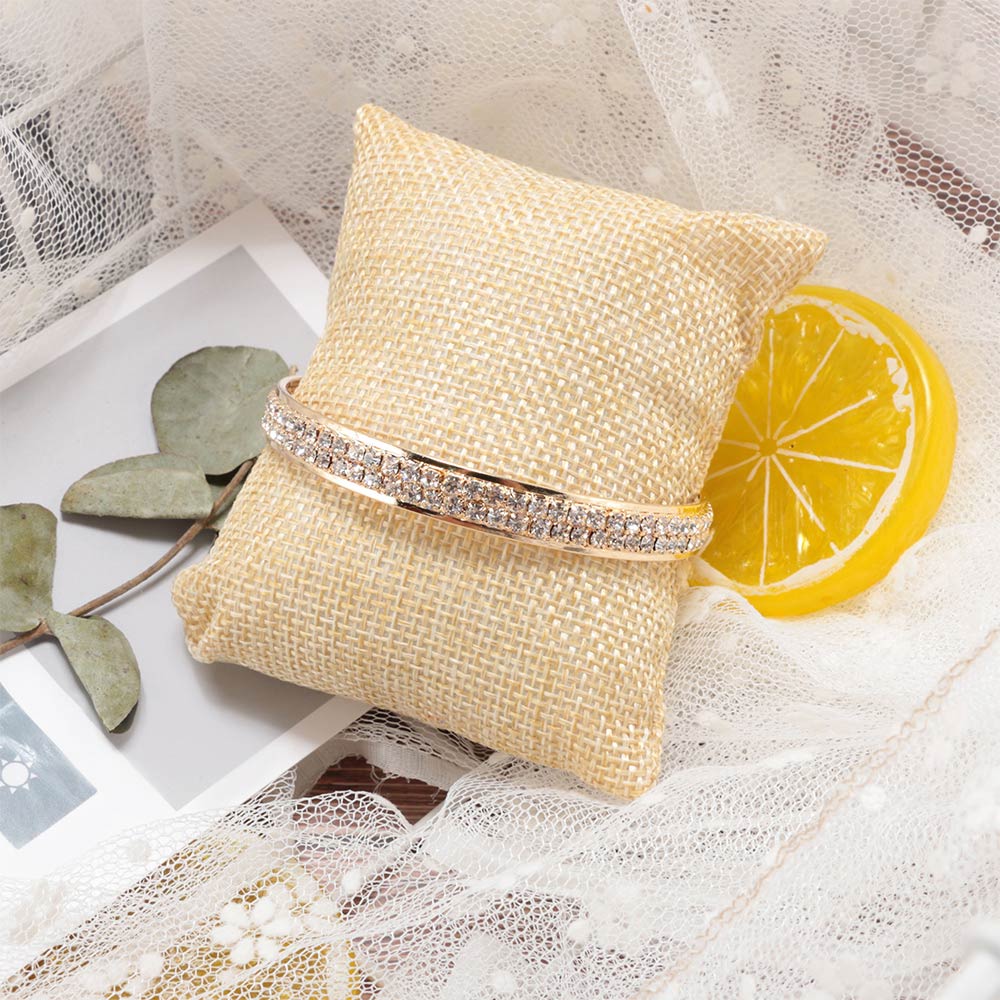 2pcs Small Beige Cushion Linen Pillow for Jewelry Pendant Necklace EarringS Bangle Bracelet Display Holder