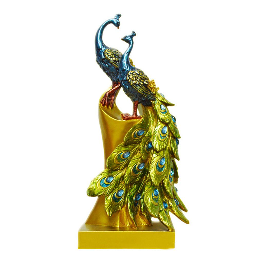 European Style Pair Peacock Home Decor Statue Decoration Hair Modern Living Room Ornaments: Little Peacock.