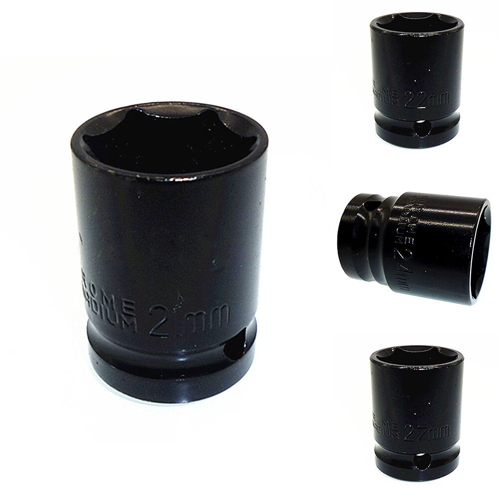 21/22/24/27mm chrome-vanadium steel Impact Socket 1/2" Square Drive 6 Point Metric Sockets Wrench Air Tool Black