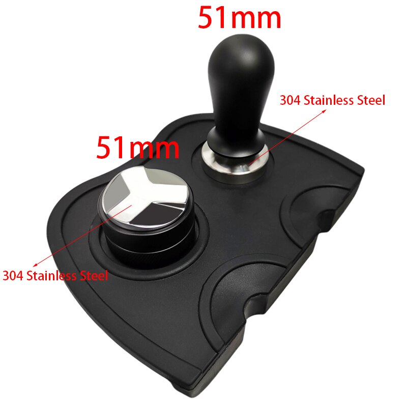 51mm 304 Stainless Steel 3 Angle Coffee Tamper and Flat Coffee Tampers With Double Coffee Mat: Option8  3Pcs