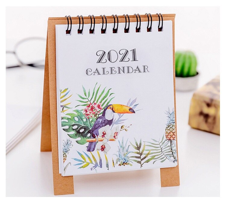 Enkle mini bordkalendere kat flamingo tegneserie dyr skrivebord kalender kontorartikler  .08.12: 2
