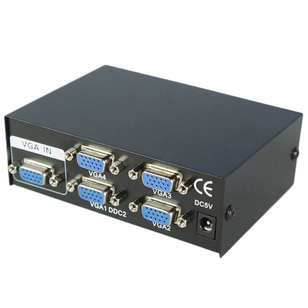 Newest 150MHz 4 Port Monitor Switch VGA SVGA Video Splitter Box Adapter USB Powered