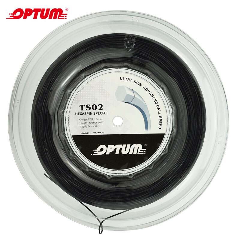 Optum hexraspin especial 1.25mm hexagonal tennis string top-spin poliéster raquete corda torção durável gym string 200 m/carretel: BLACK