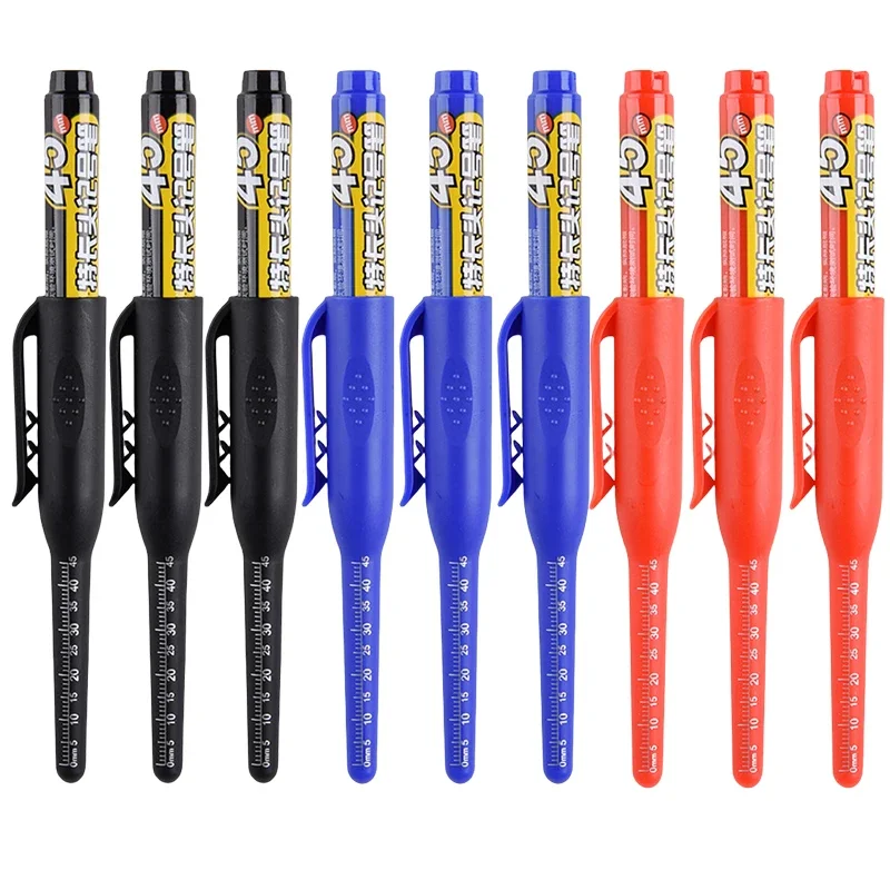 12-1Pcs Multi-Purpose 45mm Deep Drill Hole Long Nibs Waterproof Marker Pens for Bathroom Woodworking Long Head Carpenter Pen: Lavender