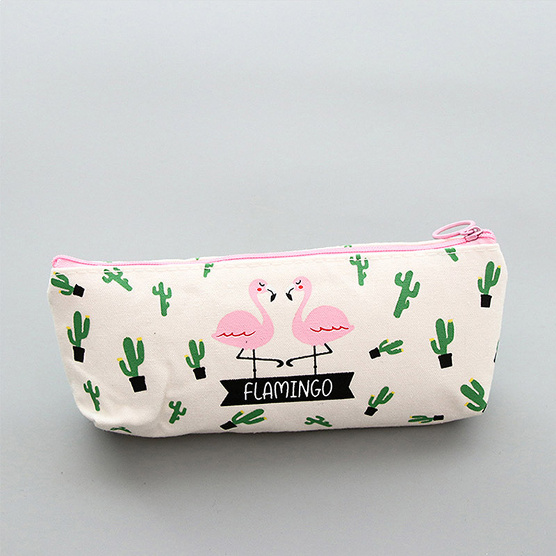 Kawaii Pencil Case Pink Flamingos Canvas Estuches School Pencil Box Pencil case Pencil Bag School Supplies Stationery