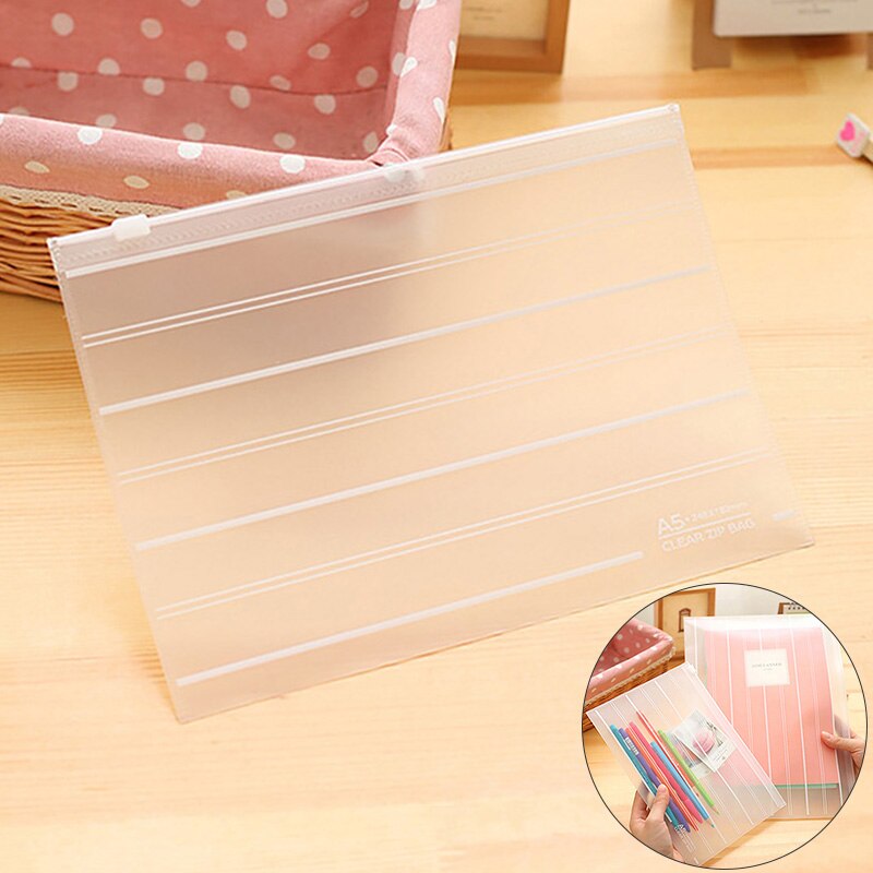 Transparent PVC A4 A5 File Folder Desk Document Organizer Bag Office School Pencil Storage Case Stationery Supplies Stationery