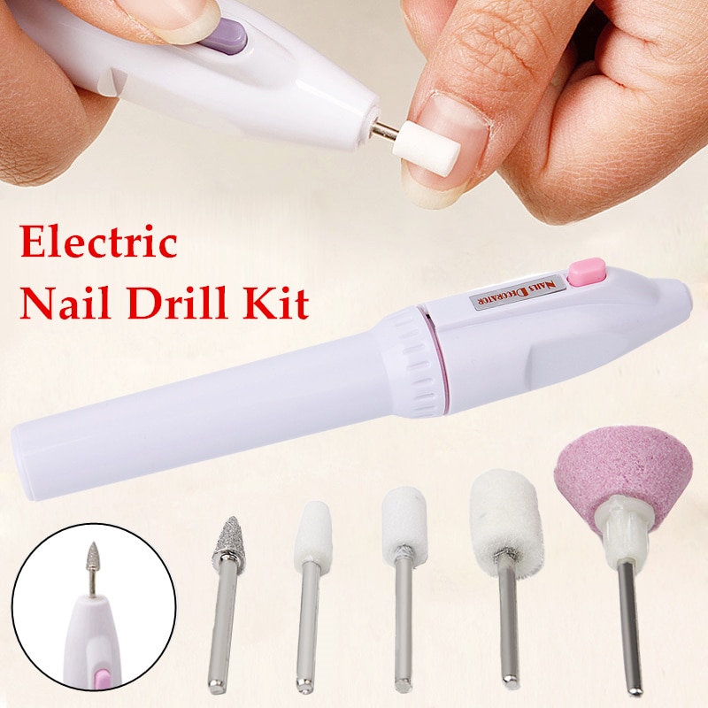 1 Set Professionele Elektrische Nail Drill Kit Batterij Manicure Pedicure Slijpen Polijsten Polijsten Nail Art Schuren File Gereedschap