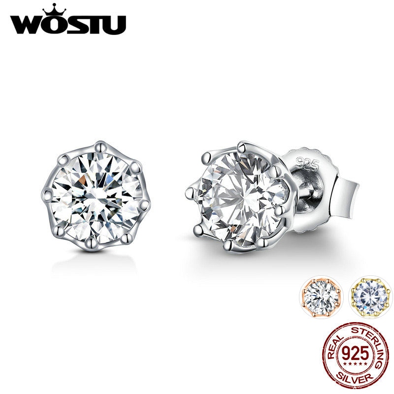 WOSTU Echt 100% 925 Sterling Silber Funkelnden Licht Zucht Ohrringe Für Frauen Engagement Hochzeit Frische Schmuck CQE499