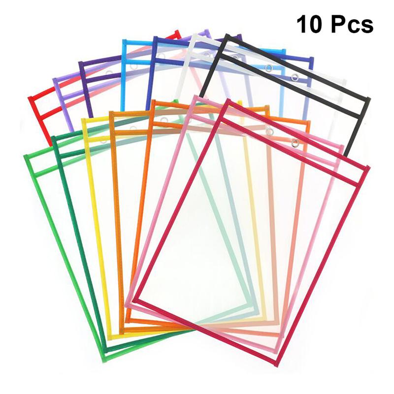 10Pcs Transparent Umwelt Trockenen Löschen Datei Taschen Verschiedene Farben Dokument Beutel Schreibwaren für Büro Schule: Default Title