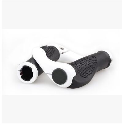 Empuñaduras para manillar de bicicleta de carretera, mango ergonómico de caucho y aluminio, accesorios de pieza en negro/blanco para bicicleta, de bocina de toro: WHITE