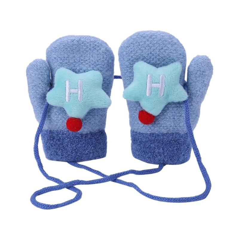 Jongens Meisjes 1 Paar Thicken Handschoenen Comfort Zachte Dagelijkse Leisure Persoonlijkheid Afdrukken Cartoon Vinger Handschoenen Kinderen Dagelijks Handschoenen: Sky Blue