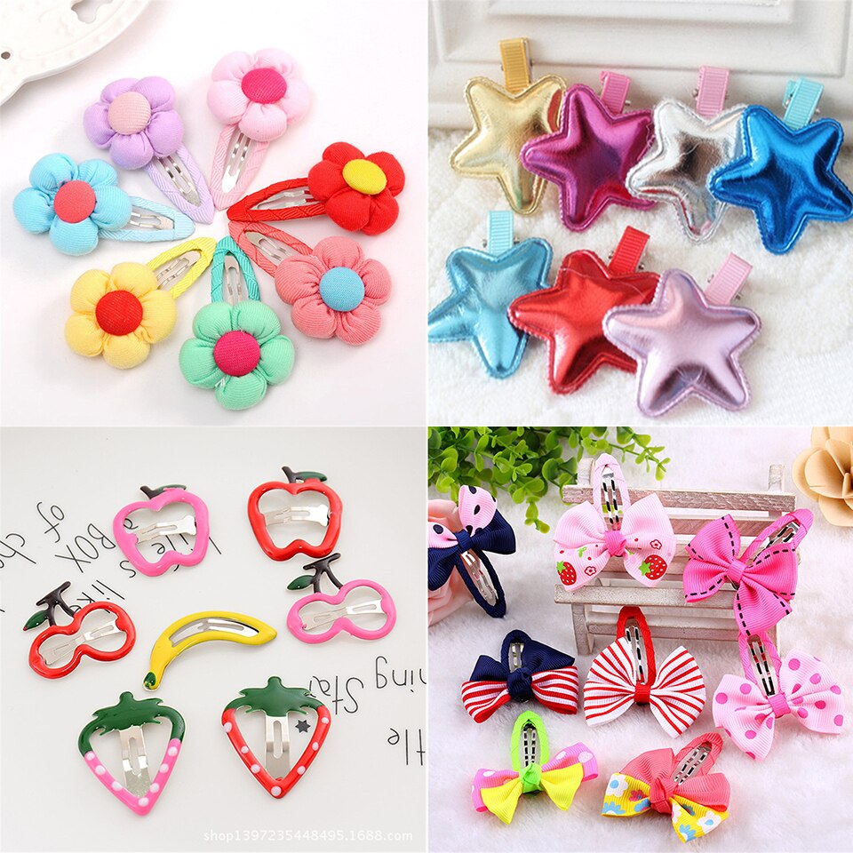 5pcs Cute Chidlren Hair BB Clips Headdress Korean Fruit Bowknot Hair Accessories Hairpins For Girls Kids Barrettes Big Discount: mix color