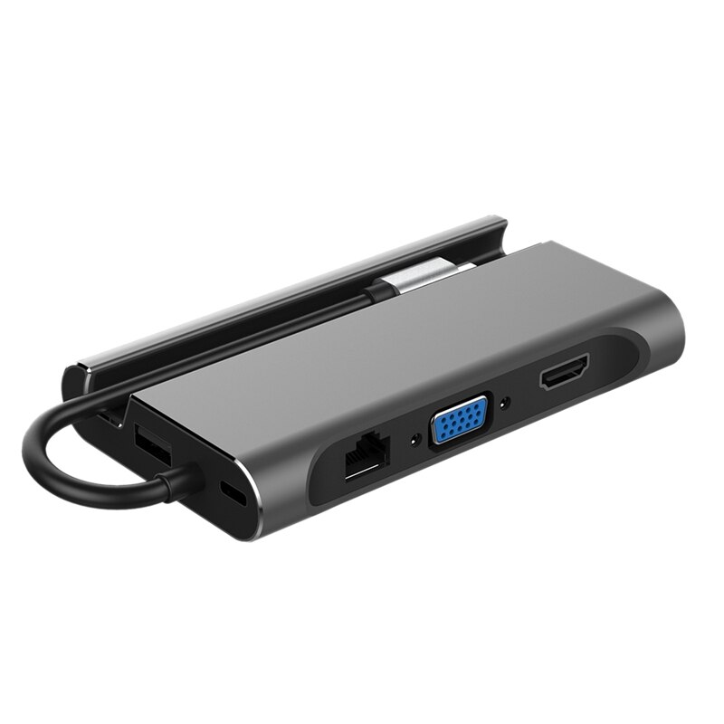 Estación de acoplamiento de ordenador portátil USB tipo C USB 3,0 HDMI VGA RJ45 PD Hub USB para ordenadores portátiles Apple
