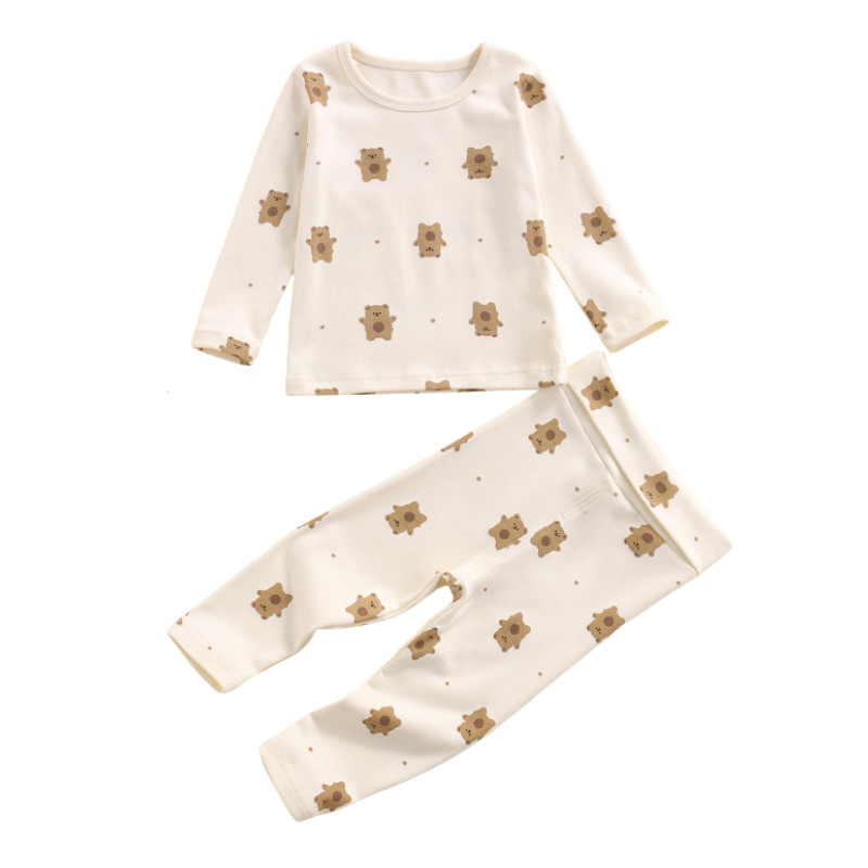 Top + pantaloni a manica lunga per bambina, pigiama primavera stile Casual elastico a vita larga con stampa floreale: 1 / 6-12 Months