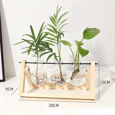 GIYUMI IJzeren Vaas Creatieve Geometrische Vazen Tafel Vaas Decoratie Hydrocultuur Glazen Vaas Met Geometrische Metalen Frame Planten Glazen Vaas Voor Thuiszwartgeometrische Vorm