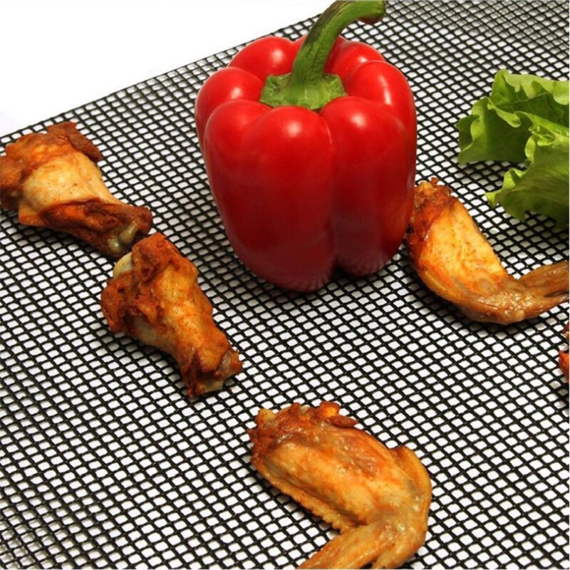 Bbq tillbehör bbq matta återanvändbar grillmatta non-stick grill nätmatta teflon kök matlagning rökare grillmatta verktyg