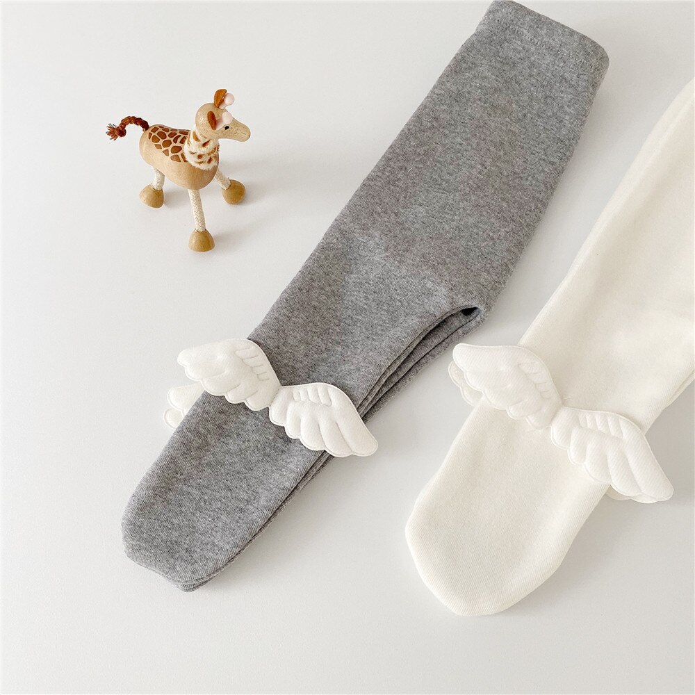 Collant in cotone per ragazze carino ali d'angelo collant bambini autunno inverno traspirante collant per bambina calze bianche per bambini